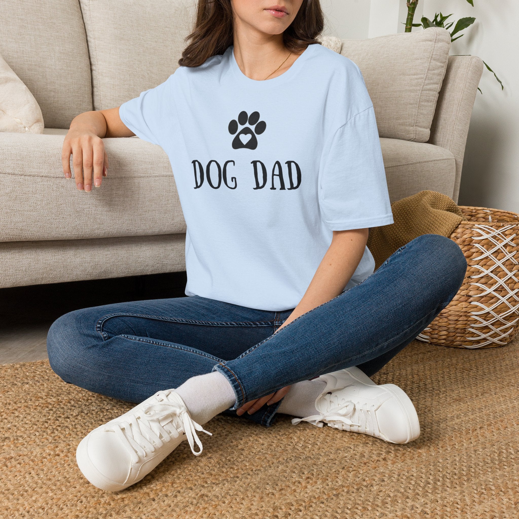 Dog Dad T-Shirt — Paw Print with Heart Graphic