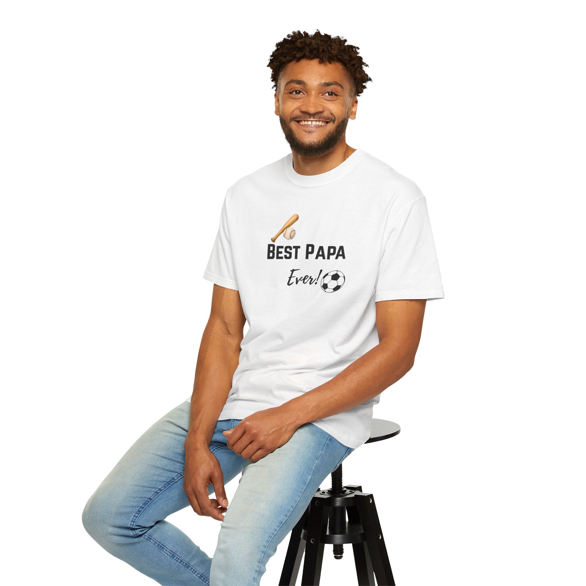 T-Shirt — "Best Papa Ever!" Soccer & Bat Dad Gift